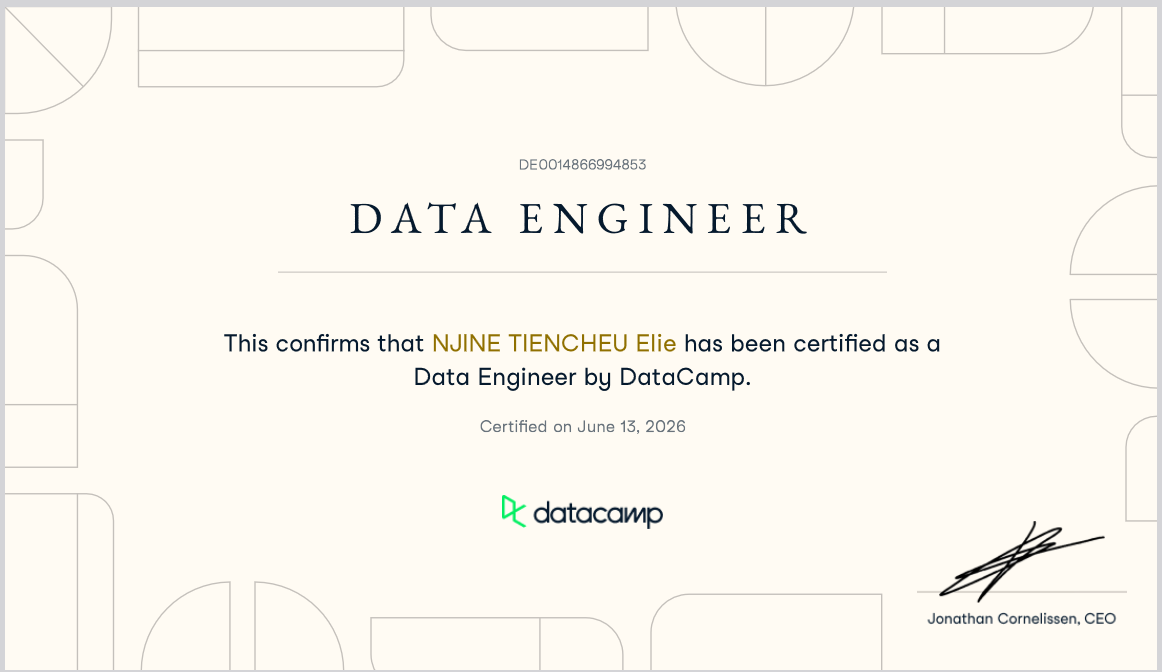 DataCamp Data Engineer Certificate